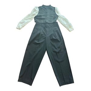 Zara Tweed Puff Sleeve Top & Tailored Black Pants Set XL L NWT Chic Outfit